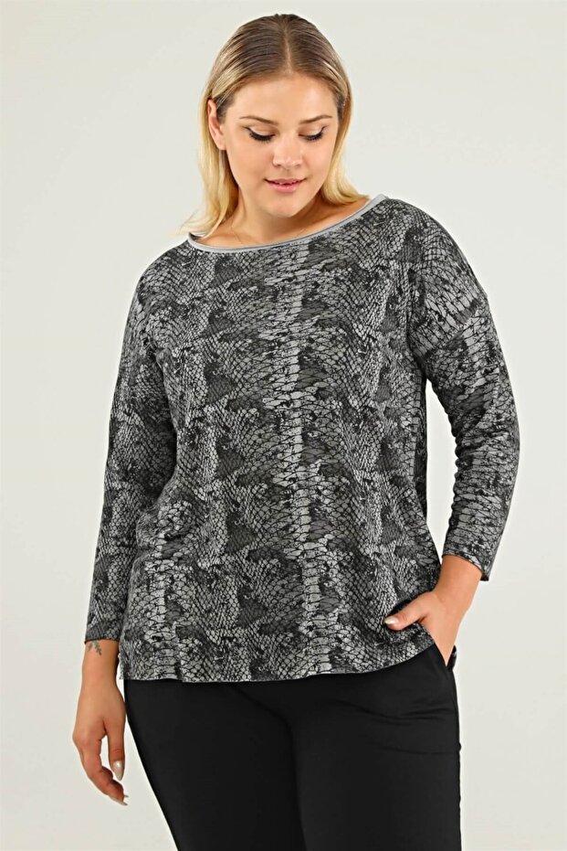 Yılan Desen Basic Sweat-antrasit - 1