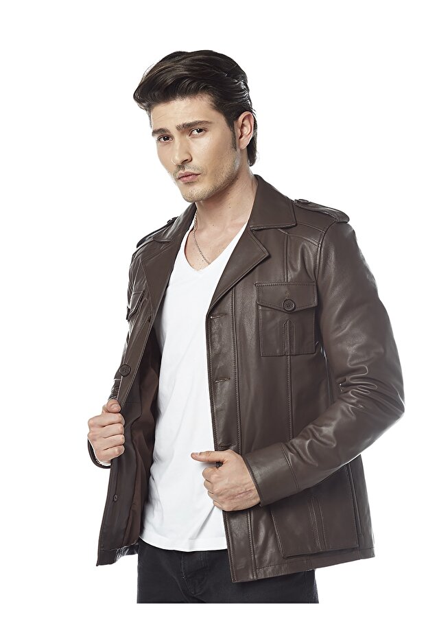 Jasper Kahve Deri Ceket - 1