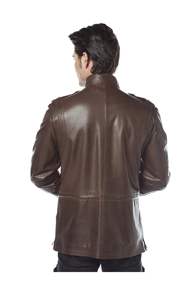 Berto Kahve Deri Ceket - 5