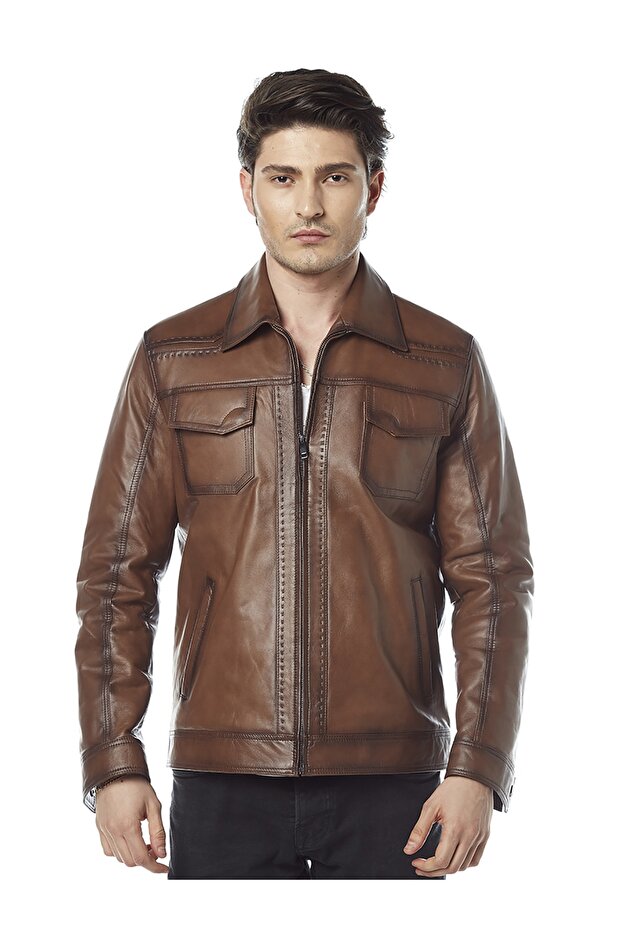 Monreo Taba Deri Ceket - 4