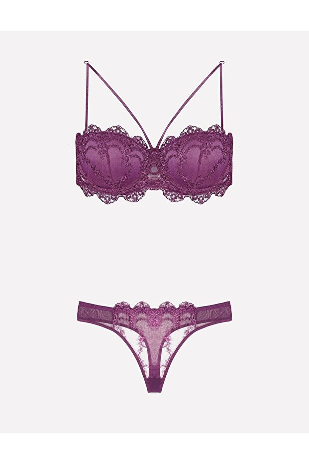 4591 إكرو الدانتيل Underwire مجموعة حمالة صدر مبطنة