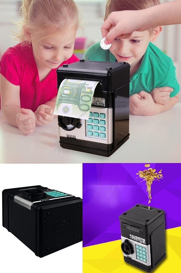 Geniş Hazneli Şifreli Atm Kasa Kumbara Sade Ve Kullanışlı Kağıt Parayı Otomatik Içine Çeken Kumbara - 4