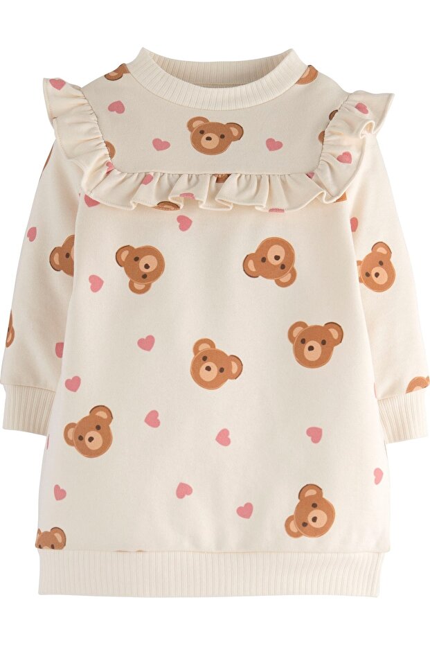Girl's Bear Printed Dress