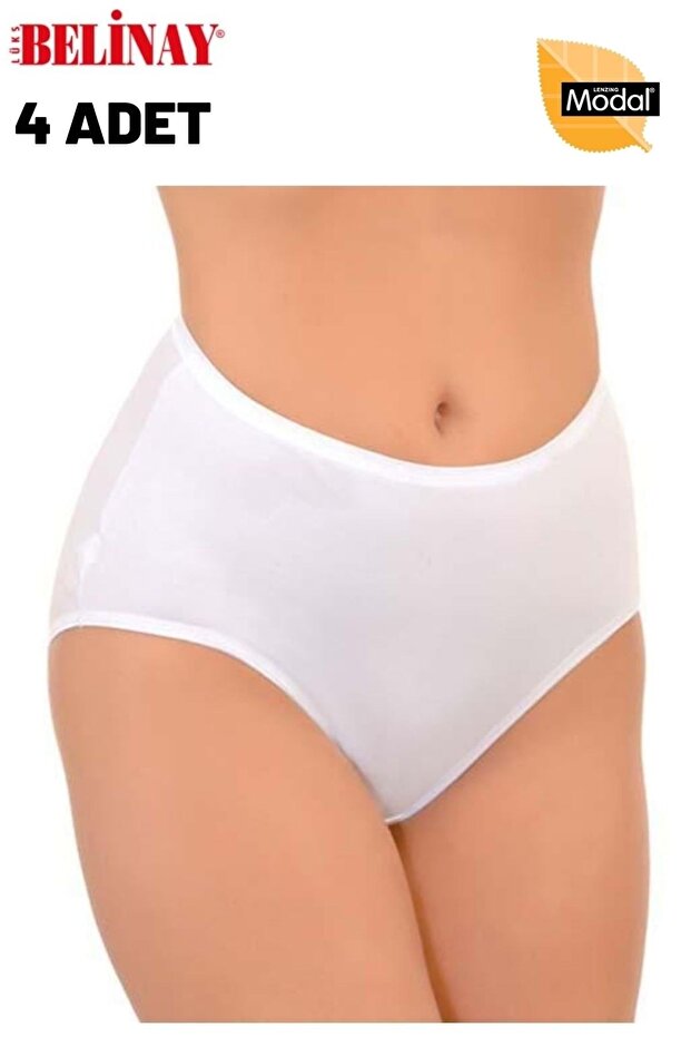 4 Pack Modal High Waist Women's Panties 069 - White - L
