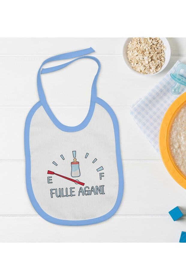 Kids Blue Baby Food Bib with Fulle Agani Design