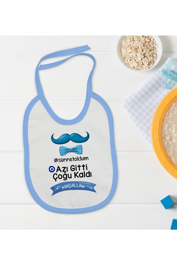Kids Circumcision Designed Blue Baby Food Bib-7