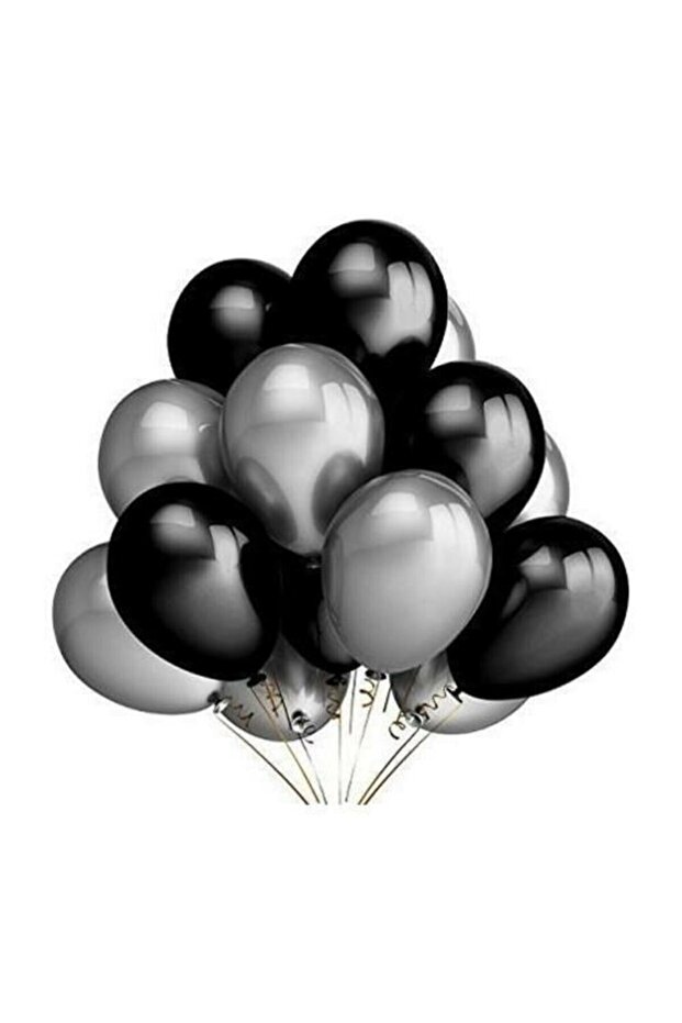 Star 30 Pieces Party Balloon - Silver - Pastel Black Metallic Balloon