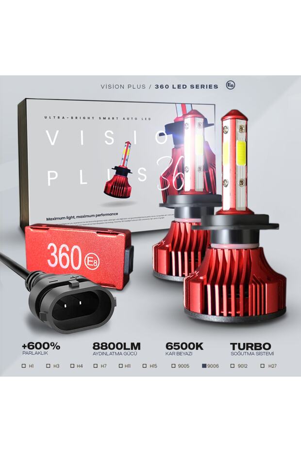 360° Led Xenon Dob 9006 34w 8800 Lumen Uyumlu - 1