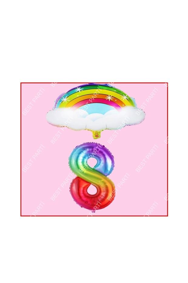 Star Cloudy Rainbow Themed 8Th Birthday Party Set