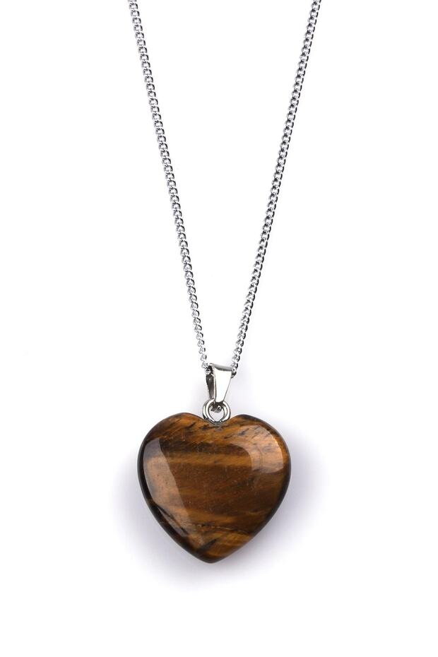 Tiger Eye Natural Stone Heart Model Necklace