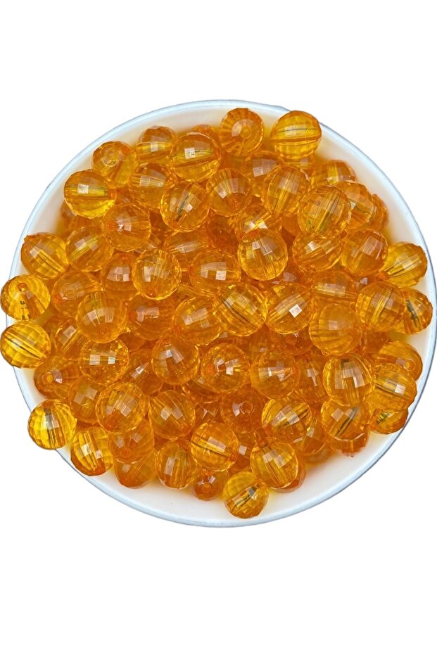 12mm Orange Acrylic World Model Beads - Bag Making Beads (100Gr,~110 Pieces)
