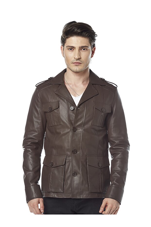 Jasper Kahve Deri Ceket - 3