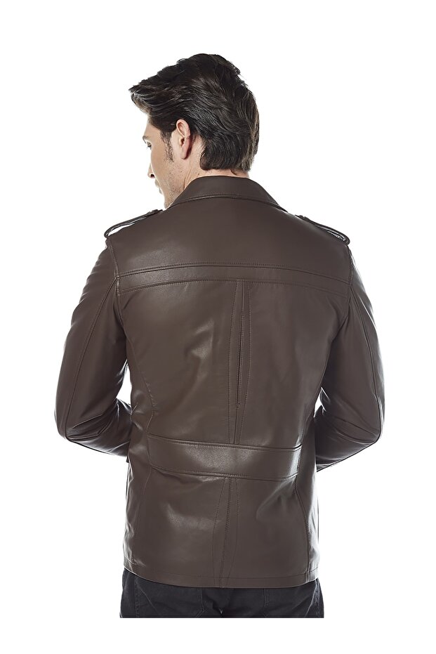Jasper Kahve Deri Ceket - 5