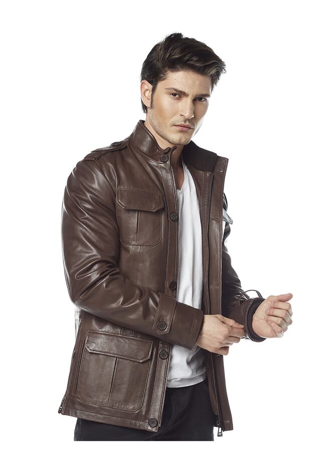 Berto Kahve Deri Ceket - 1