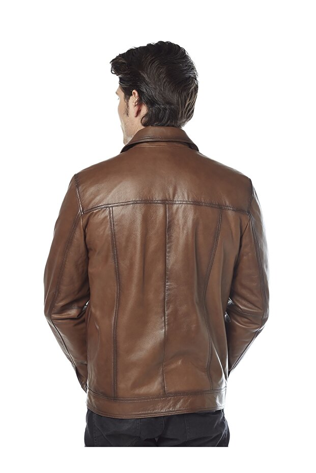 Monreo Taba Deri Ceket - 5