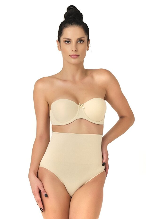 1 Size Reduced Seamless High Waist Seamless Double Slip Corset Panties 2039 Skin