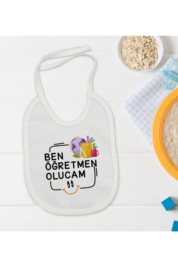 Kids Teacher Olucam Designed White Baby Food Bib-1
