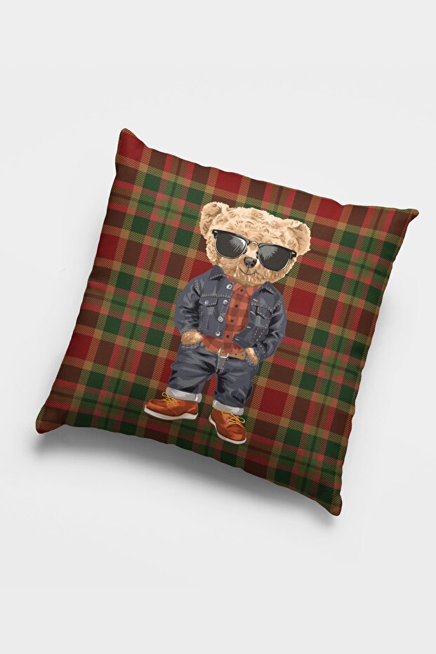 43x43cm Double Sided Throw Pillow Pillow Case Premium Thai Feather Mr. Teddy Bear Woven Fabric Krl904