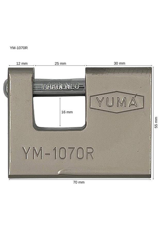 Yuma Padlock Sliding Shaft Horizontal Gray 70mm