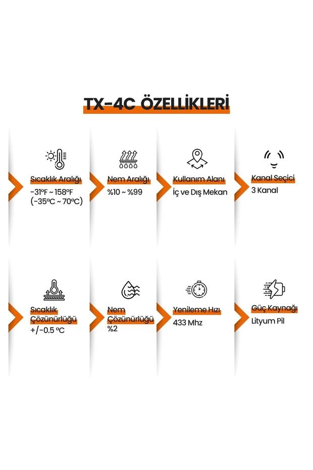 TX-4C İlave Dış Sensör (TP60C, TP63C, TP65C) İçin Uyumludur - 7
