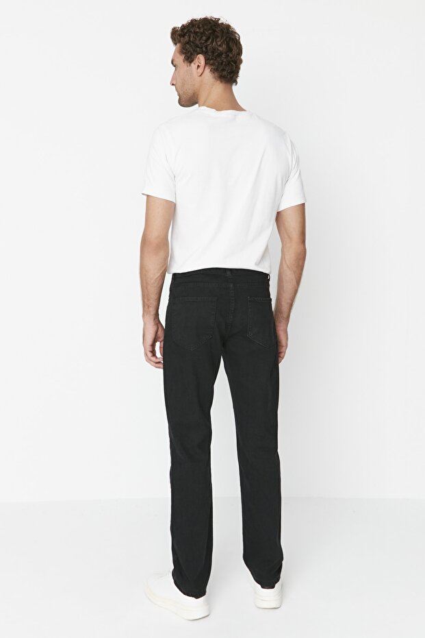 Siyah Smoke %100 Pamuk Straight Fit Jeans Kot Pantolon TMNAW23JE00062 - 5