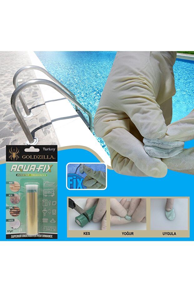 Aquafix Havuz Kaçak Su Altı Tamir Onarım Yapıştırıcı Epoksi Kaynak Macun 57 Gr (dolgu , Yapıştırma) - 1