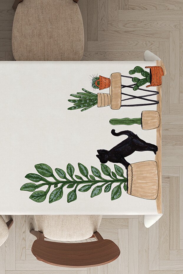 Stain Resistant Thai Feather Velvet Washable Fabric Cactus Patterned Stain Resistant Tablecloth Mso444