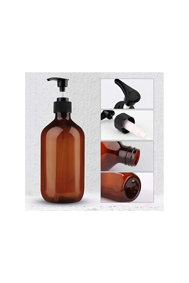 1 Piece 500 Ml Amber Brown Glass Bottle with Liquid Pump