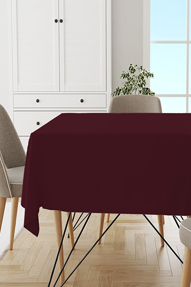 Claret Red Plain Tablecloth Thai Feather Velvet Stain Resistant Washable Woven Fabric Plain Mso007