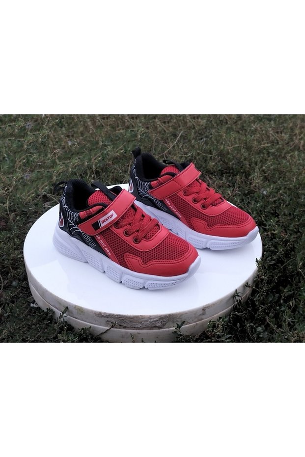 Red - Kafkaslar Full Orthopedic Breathable Girl's Boy's Sneakers