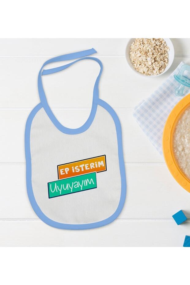 Kids Ep I Want Designed Blue Baby Food Bib-3