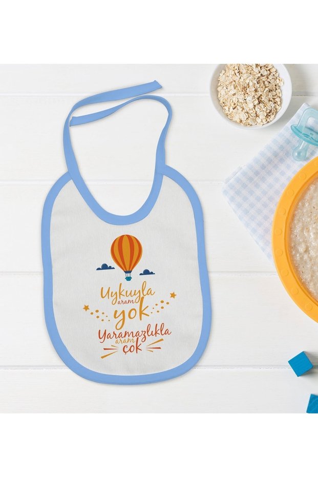 Kids No Sleep Designed Blue Baby Food Bib-1