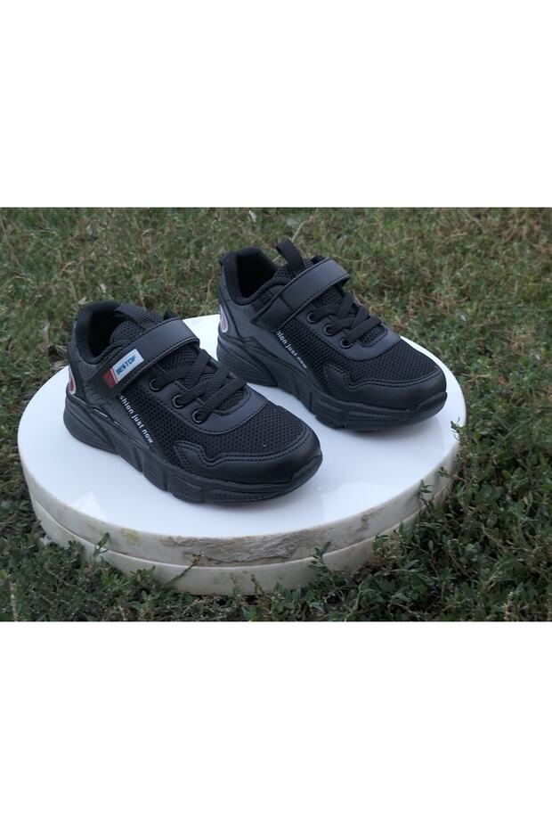 Black - Kafkaslar Full Orthopedic Breathable Girl's Boy's Sneakers