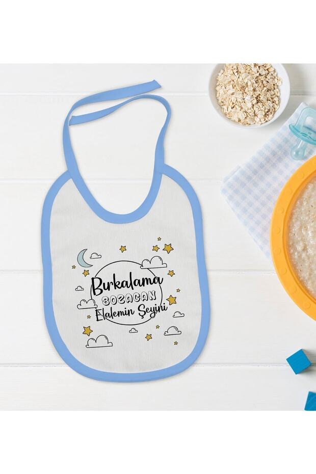 Kids Blue Baby Food Bib with Dropping Design-1
