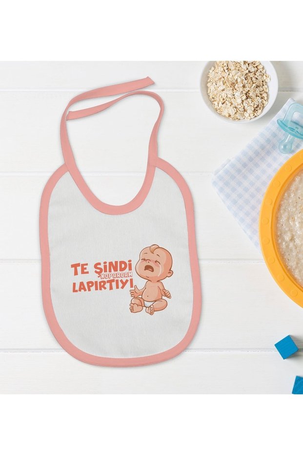 Kids Te Şindi Koparacam Designed Pink Baby Food Bib-1