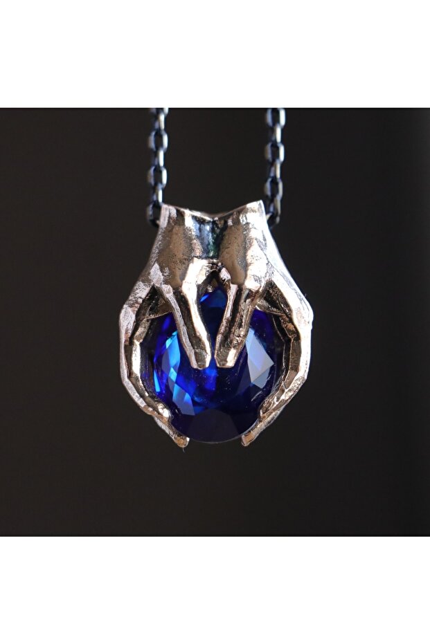 Lab. Safir Oval Avuç Kolye - 1