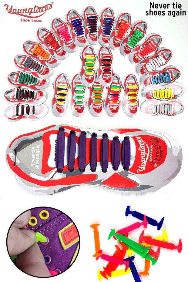Young Laces New Generation Silicone Shoelaces Set of 14 Rescue from Lacing 007