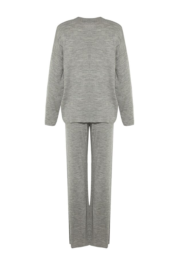 Gri Geniş Kalıp Basic Fittilli Triko Alt-Üst Takım TWOSS20AU0084 - 7