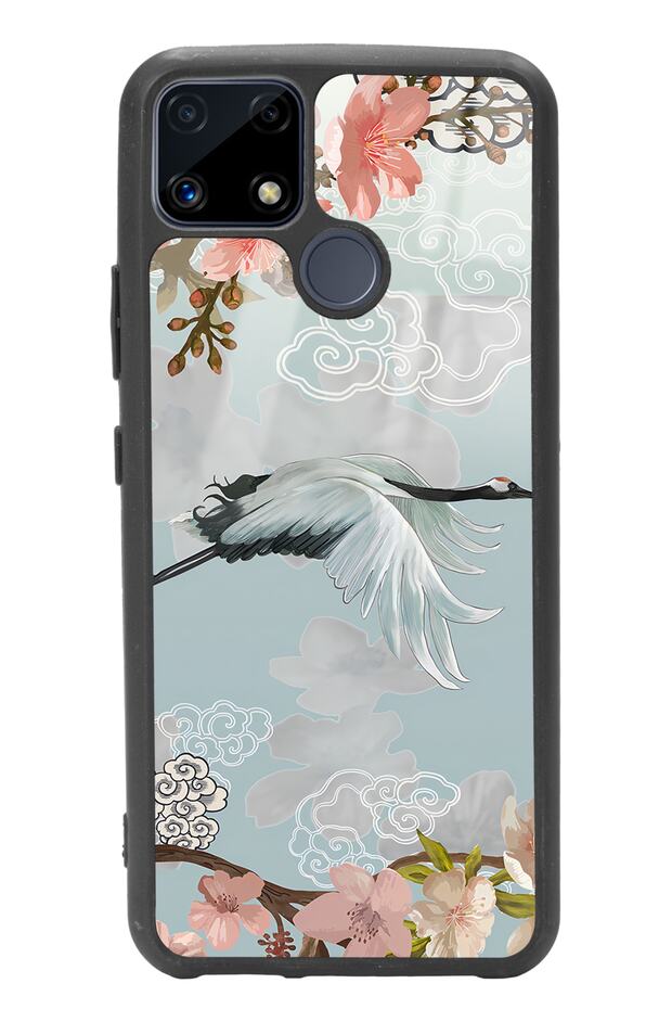 Oppo Realme C25 Glossy Phone Case with Watercolor Stork Design