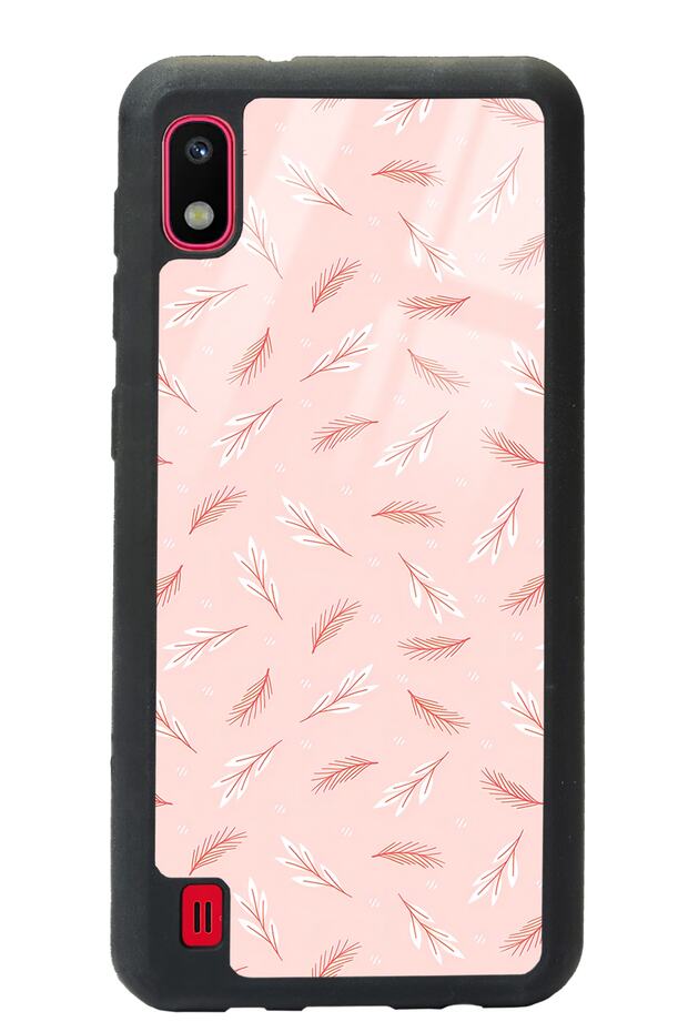 Samsung A-10 Glossy Phone Case with Powder Leaf Design