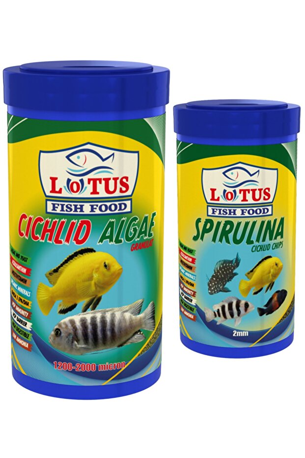 Cichlid Algae 1000 Ml + Spirulina 250 Ml Balık Yemi - 1