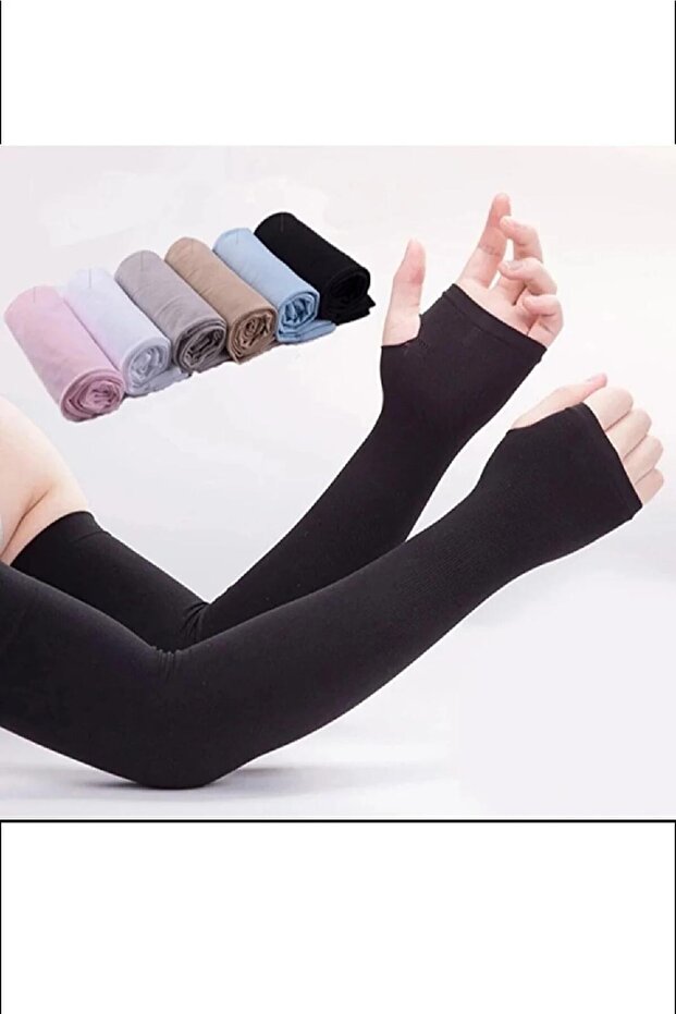 Unisex 33 cm Long Black Sandy Fabric High Quality Double Stretchy Sleeves