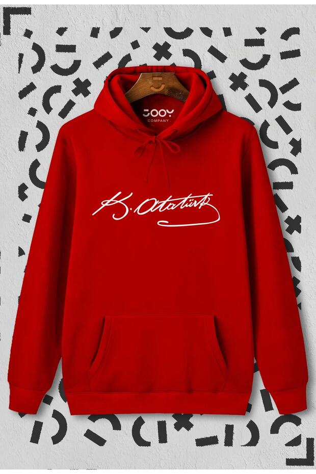 Red Ataturk Signature Hooded Sweatshirt Hoodie