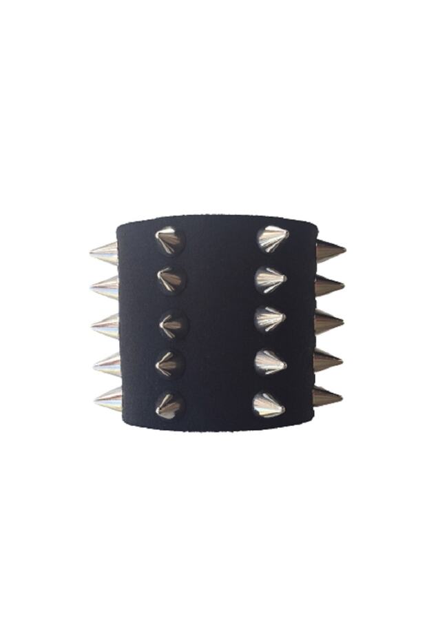 5 Row Long Spike Leather Bracelet (25 Spikes)