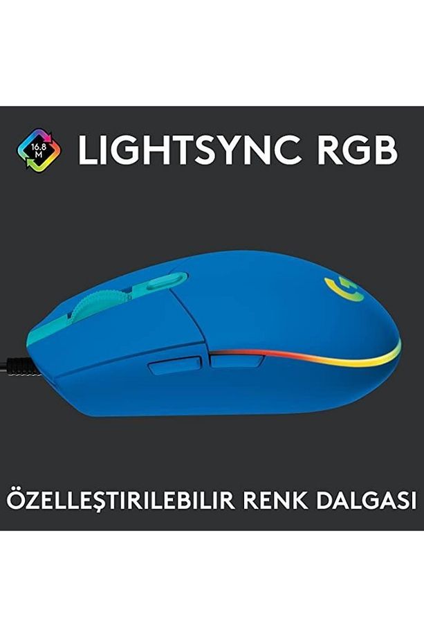 G102 Mavi Lightsync Optik Kablolu Oyuncu Mouse + Oem Gaming Mouse Pad 40x30cm - 5