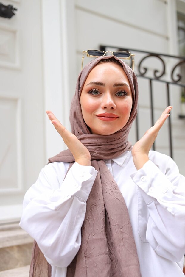 شال حجاب من الخيزران باللون القهوة مع الحليب