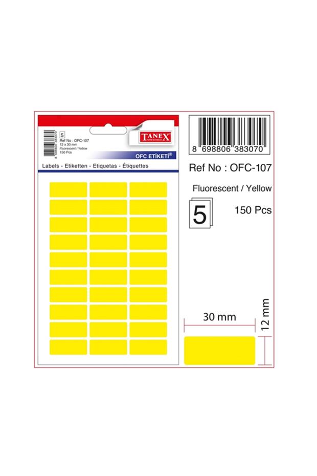 OFC-107 Sticker Label 30x12 mm (White 300 Pieces - Colored Pack of 150)
