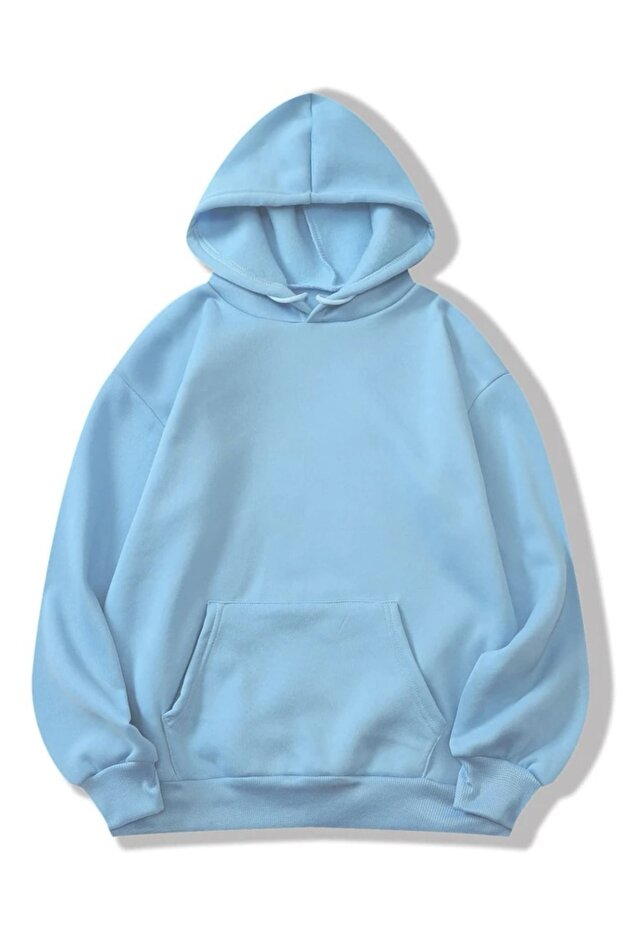 سويت شيرت أساسي بغطاء للرأس للجنسين كبير الحجم بثلاثة خيوط سميكة 100% قطن - 1