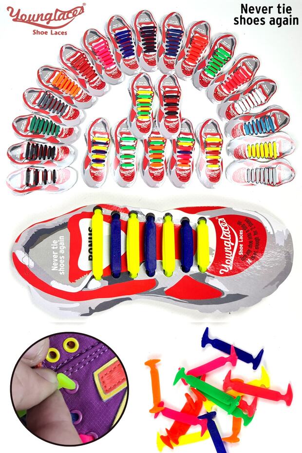 Young Laces New Generation Silicone Shoelaces Set of 14 Rescue from Lacing 007