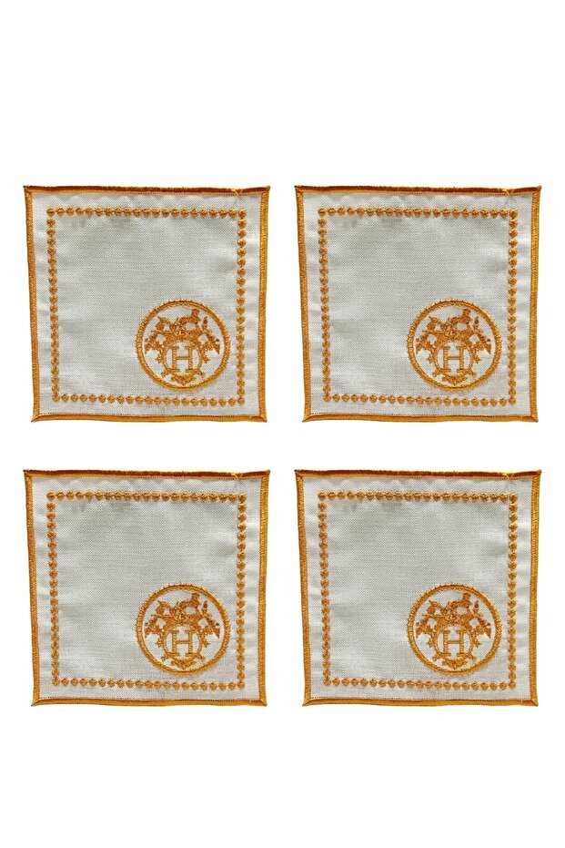 Mosaic Orange Cocktail Napkin Set of 4